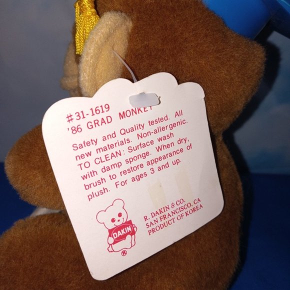 Dakin Class of 1986 Congo the Monkey plush stuffed 8” animal for the graduate! - Picture 5 of 5
